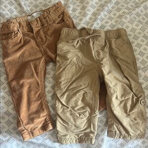 2 Pairs of Tan and Brown Casual Bottoms - 6-12 months